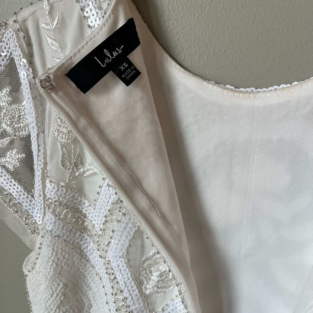 Lulu’s Spread Your Shine White Sequin Embroidered Bodycon Dress - Picture 9 of 10